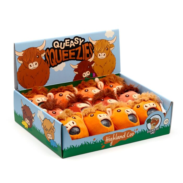 Queasy Squeezies Highland Coo Kuh Plüsch Quetschtier