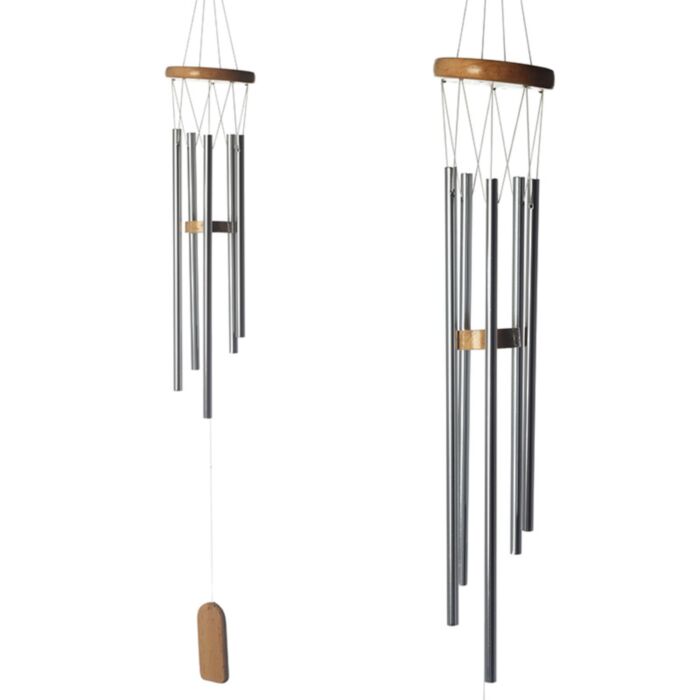 Hölzernes Windspiel mit Metallrohren 77cm