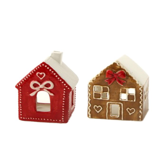 Weihnachten Lebkuchenhaus Teelichthalter - Schleifen