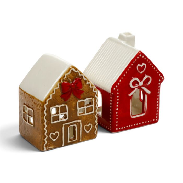 Weihnachten Lebkuchenhaus Teelichthalter - Schleifen
