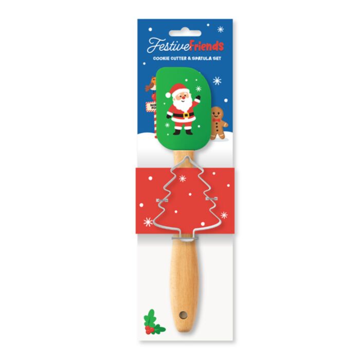 Festive Friends Weihnachten Teigscharber & Weihnachtsbaum-Ausstechform-Set