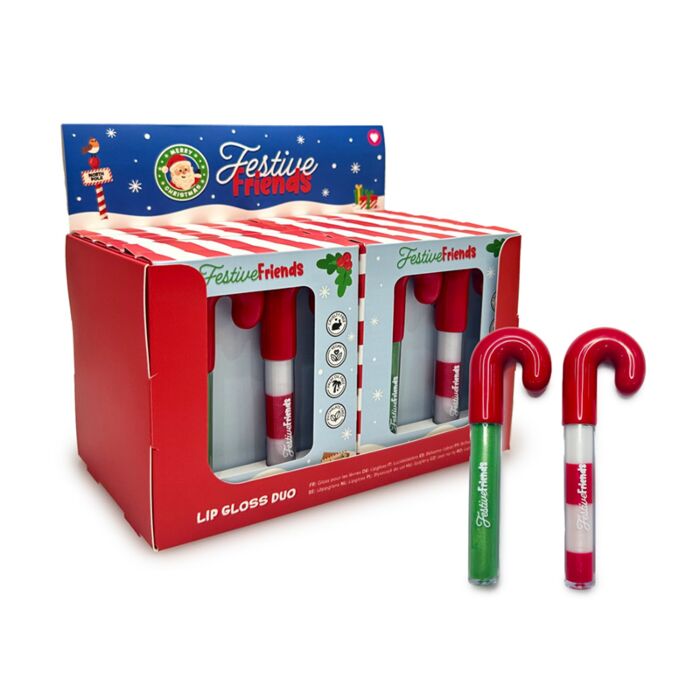 Festive Friends Weihnachten Lipgloss in Zuckerstangenform 2er-Set