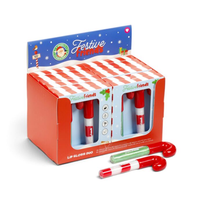 Festive Friends Weihnachten Lipgloss in Zuckerstangenform 2er-Set