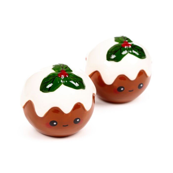 Foodiemals Weihnachten Plumpudding Keramik Salz- & Pfefferstreuer Set