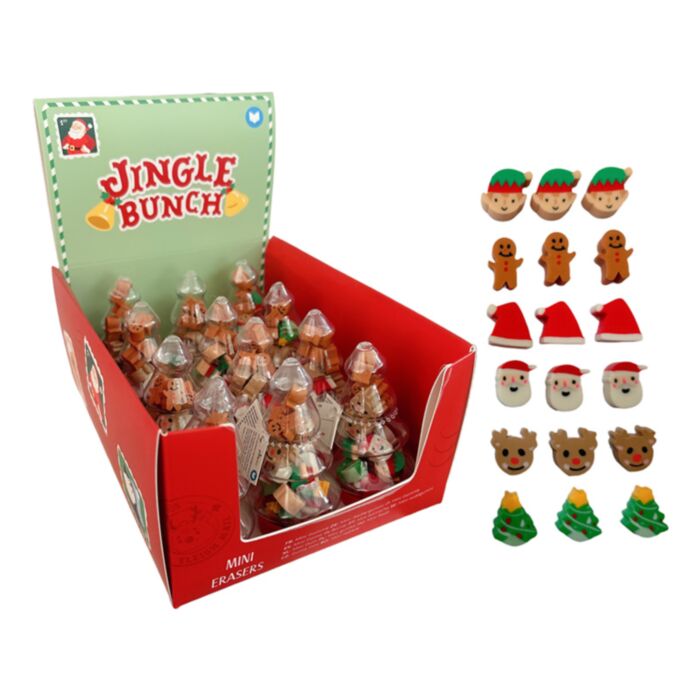 Jingle Bunch Weihnachten Radiergummis in einer Weihnachtsbaumdose
