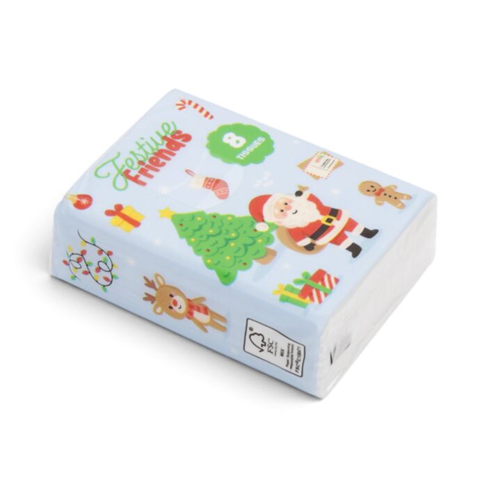 Festive Friends Weihnachten Packung mit 8 Taschentüchern