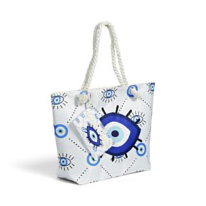 Ovaler Böser Blick Strandtasche & Mini-Reißverschlussbeutel