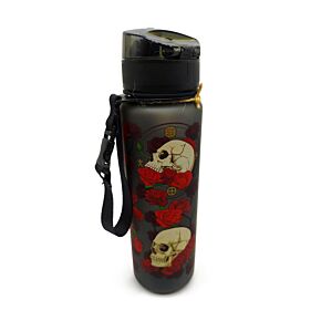 Skulls & Roses Toten Kopf & Rosen Pop-Top bruchsichere Wasserflasche 600ml 