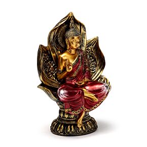Thai-Buddha im Lotussitz Rot-Gold 