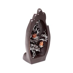 Lotus-Pflanze in einer ausgehöhlten Hand Schwarz-Silber Lotus-Pflanze in einer ausgehöhlten Hand Schwarz-Silber