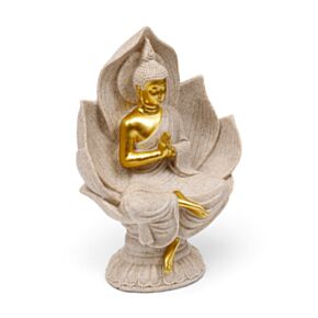 Sitzender Thai Buddha Sandstein & Gold Effect