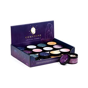 Sojawachs-Kerze mit Edelsteinen in Metalldose