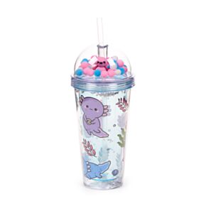 Adoramals Maddie the Axolotl Doppelwandiger Becher mit Strohhalm & Glücksbringer
