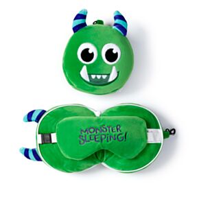 Relaxeazzz Monstarz Monster Grün Plüsch Reisekissen & Schlafmaske