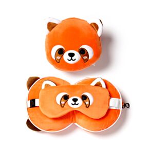 Relaxeazzz Roter Panda Katzenbär Plüsch Reisekissen & Schlafmaske