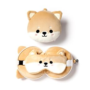 Relaxeazzz Shiba Inu Hund Plüsch Reisekissen & Schlafmaske