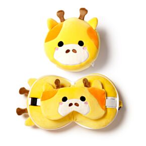Relaxeazzz Giraffe Plüsch Reisekissen & Schlafmaske