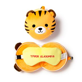 Relaxeazzz Tiger Plüsch Reisekissen & Schlafmaske