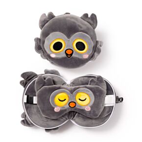 Relaxeazzz Adoramals Winston the Owl Eule Plüsch Reisekissen & Schlafmaske