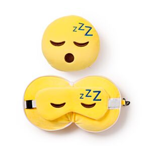 Relaxeazzz Snoozie the Sleeping Head Emoji Plüsch Reisekissen & Schlafmaske