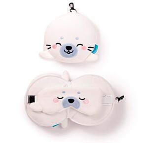 Relaxeazzz Adoramals Kai the Seal Robbe Plüsch Reisekissen & Schlafmaske 