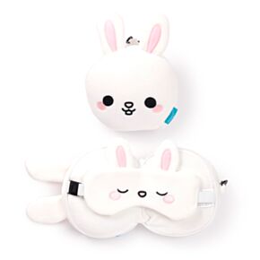 Relaxeazzz Adoramals Frances the Rabbit Hase Plüsch Reisekissen & Schlafmaske 