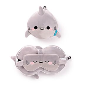 Relaxeazzz  Adoramals Archie the Shark Hai Plüsch Reisekissen & Schlafmaske 