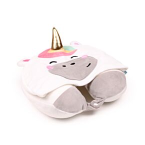 Hoodeazzz Adoracorns Astra the Unicorn Einhorn Plüsch Memoryschaum-Reisekissen & Kapuze