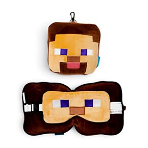 Relaxeazzz Minecraft Steve Plüsch Reisekissen & Schlafmaske