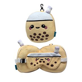 Relaxeazzz Foodiemals Bubble Tea Plüsch Reisekissen & Schlafmaske