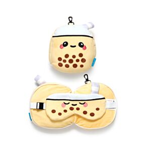 Relaxeazzz Foodiemals Bubble Tea Plüsch Reisekissen & Schlafmaske