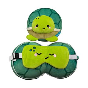 Relaxeazzz Adoramals Schildkröte Plüsch Reisekissen & Schlafmaske