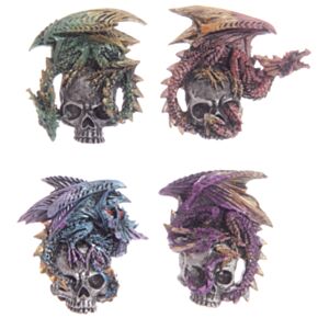Dark Legends Drache auf Totenkopf Metallischer Effekt Magnet