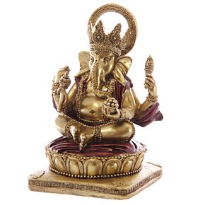 Ganesha-Statue Gold-Rot 14 cm