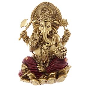 Ganesha-Statue Gold-Rot 16 cm