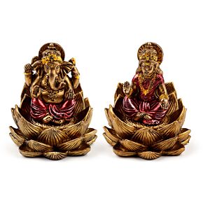 Ganesha & Lakshmi Statuen Lotus 8 cm 2er-Set