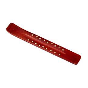Mangoholz-Räucherstäbchenhalter mit Messingstern-Inlays
