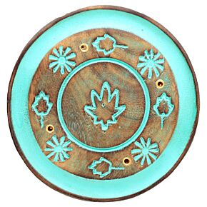 Mangoholz Grünes Blatt runder Räucherstäbchenhalter