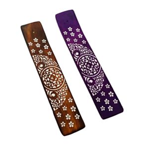 Mangoholz Räucherstäbchenhalter mit Floralmuster