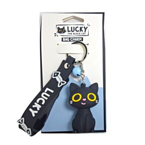 Lucky the Black Cat Katze 3D Taschen- und Schlüsselanhänger