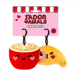 Squidglys J'Adoramals Croissant & Kaffee Mini-Schlüsselanhänger 2er-Set