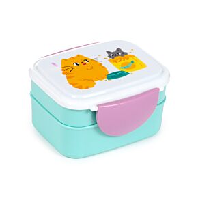 Beans & Co. Katzen Stapelbare Lunchbox mit Besteck & Clipverschluss