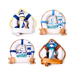 An der Küste Souvenir 3D-Magnet Rettungsringe mit Booten & Leuchttürmen