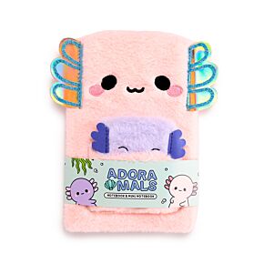 Adoramals Maddie the Axolotl Plüsch-Notizbuch mit Tasche & Mini-Notizbuch