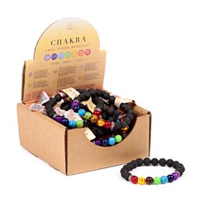 Mineralien Schmuck Chakra-Armband mit Lavastein-Perlen & Edelsteinen
