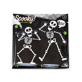 Halloween Skelett Packung mit 12 3-lagigen Papierservietten