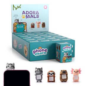 Adoramals Axolotl, Faultier, Wasserschwein & Katze selbstklebender 3D-PVC- Handy-Minifigur