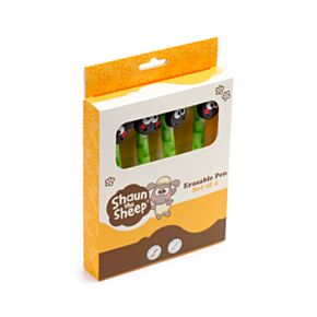 Shaun the Sheep Radierbare Stifte mit niedlichem kawaii Shaun das Schaf Topper, 4er-Set 