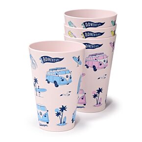 Volkswagen VW T1 Bulli Explore 4er Set Picknickbecher RPET 450ml Volkswagen VW T1 Bulli Explore 4er Set Picknickbecher RPET 450ml