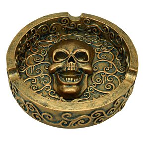 Totenkopf metallischer gebürsteter Goldeffekt Aschenbecher Totenkopf metallischer gebürsteter Goldeffekt Aschenbecher